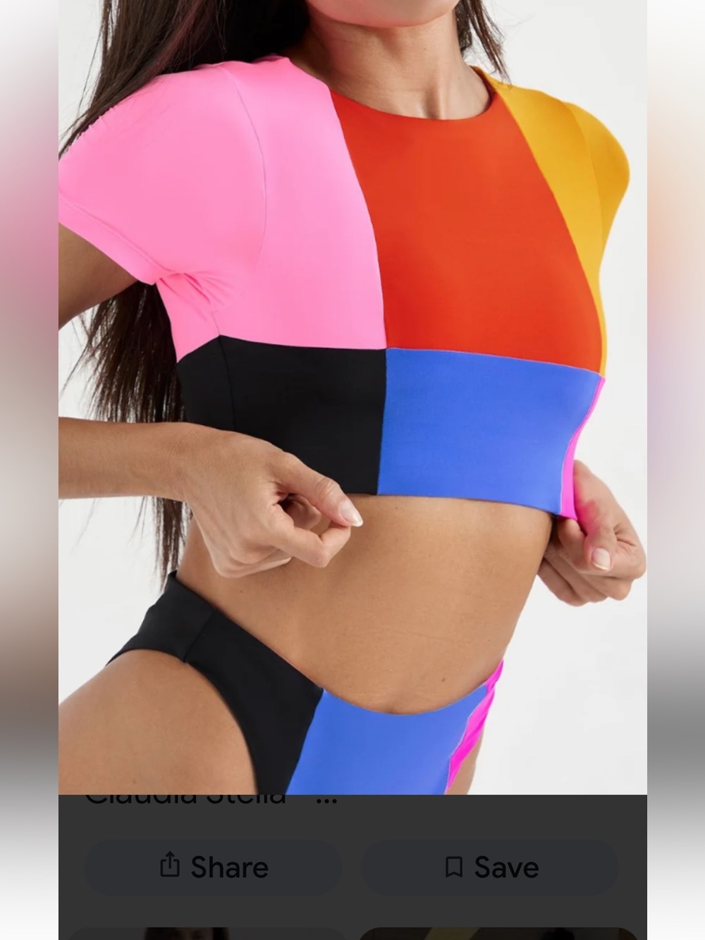 $75 One One Multi-Color Block Crop Top — Red, Pink, Blue & Yellow SIZE large